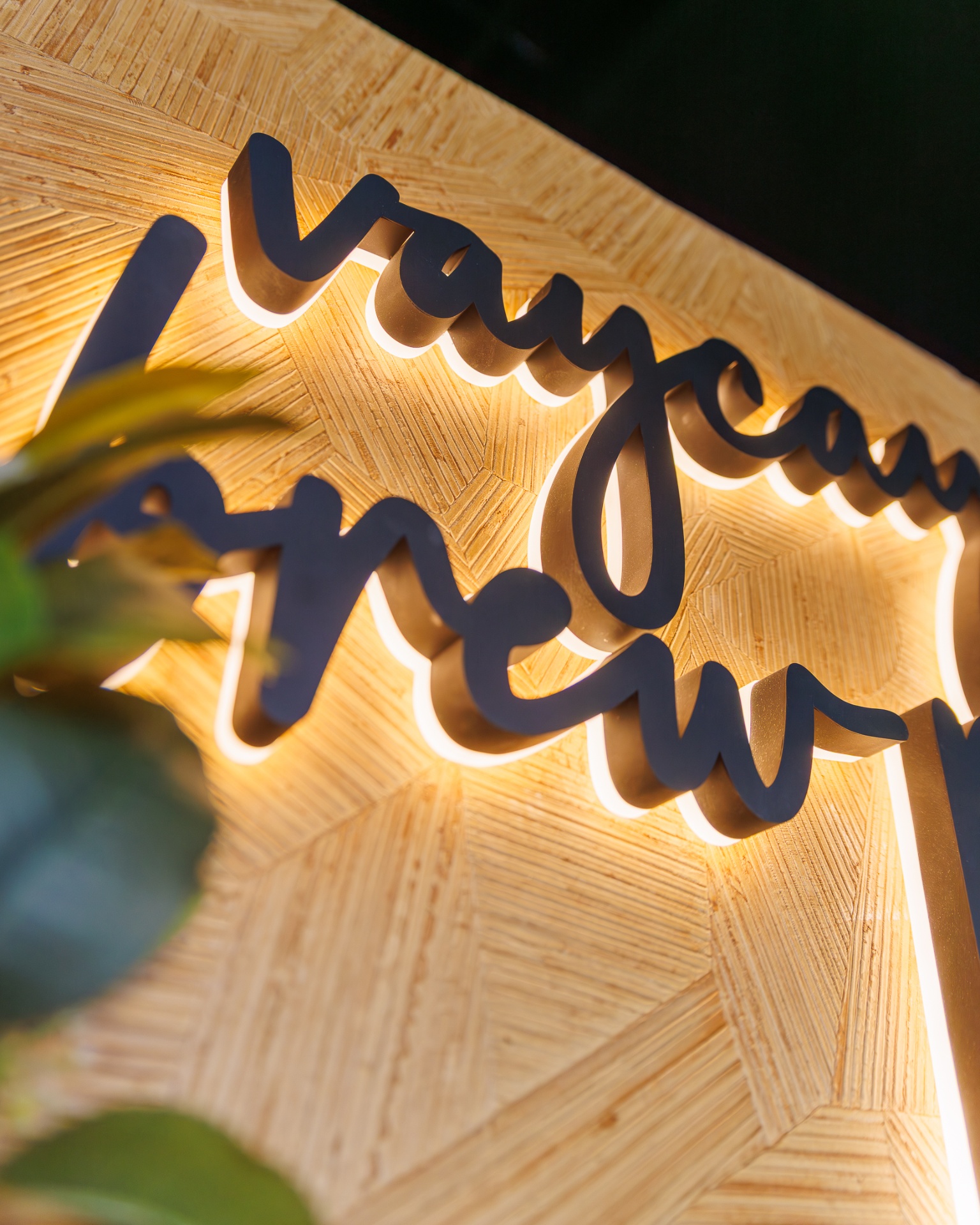 Vaycay Brew Pub illuminated wall signage